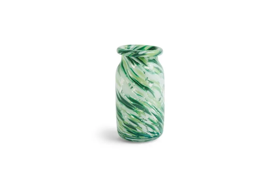 Hot HAY Splash Roll Neck Vase, Green Swirl