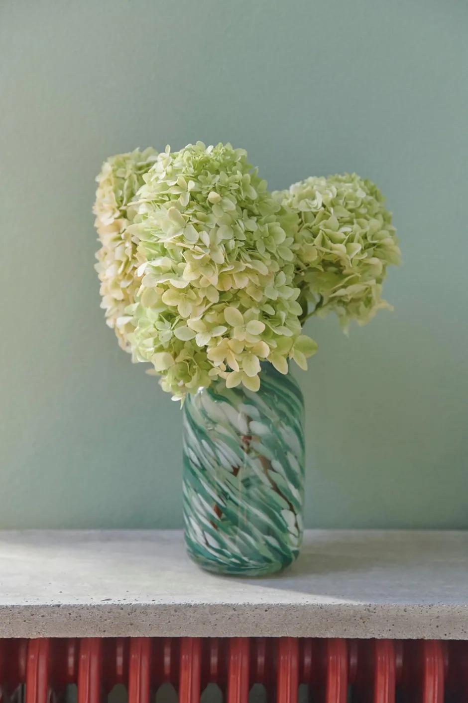 Hot HAY Splash Roll Neck Vase, Green Swirl