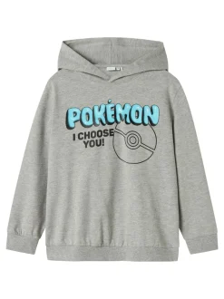 Sale Name It Strek Pokemon Hættetrøje, , 116 cm Grey Melange
