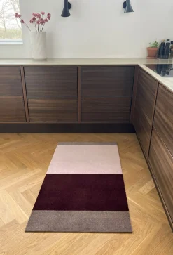 Discount Tica Copenhagen Stripe Horisontal Gulvtæppe, , 67x120 cm Bordeaux/Rose/Sand