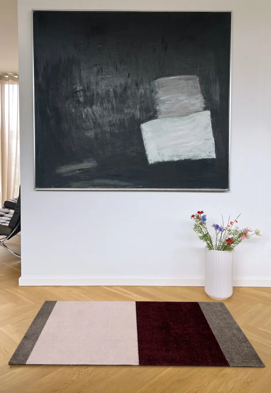 Discount Tica Copenhagen Stripe Horisontal Gulvtæppe, , 67x120 cm Bordeaux/Rose/Sand