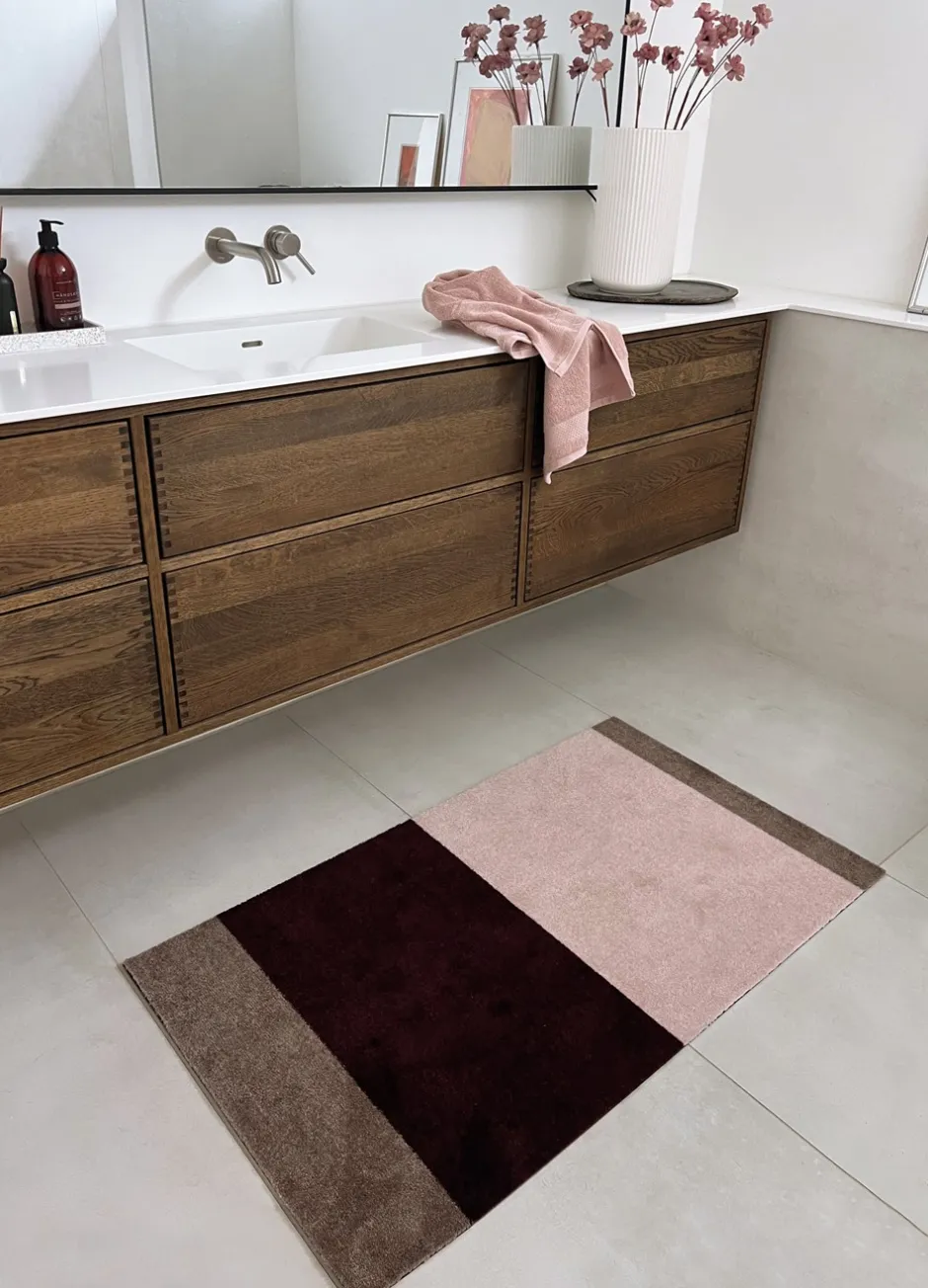 Discount Tica Copenhagen Stripe Horisontal Gulvtæppe, , 67x120 cm Bordeaux/Rose/Sand