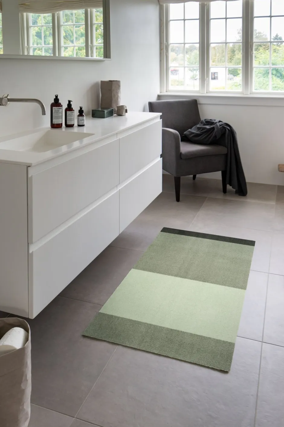 New Tica Copenhagen Stripe Horisontal Gulvtæppe, , 67x120 cm Grøn/Støvet/Mørk Grøn