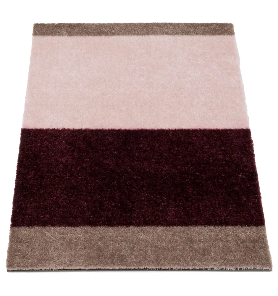 Clearance Tica Copenhagen Stripe Horisontal Gulvtæppe, , 40x60 cm Bordeaux/Rose/Sand