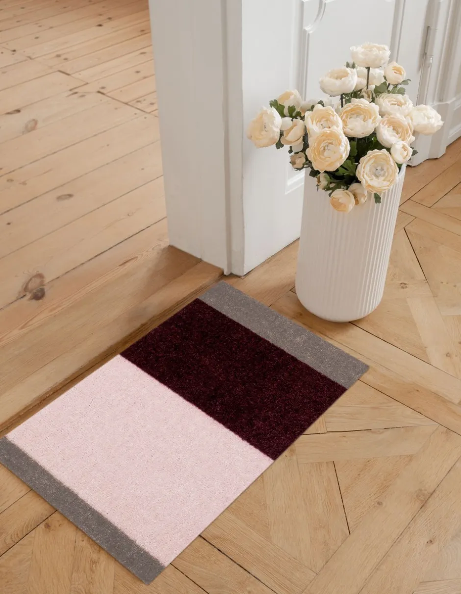 Clearance Tica Copenhagen Stripe Horisontal Gulvtæppe, , 40x60 cm Bordeaux/Rose/Sand