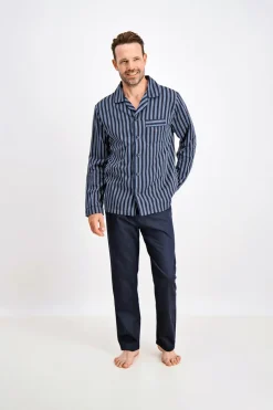 Bison Striped Satin Pyjamas, , XXL* Nattøj