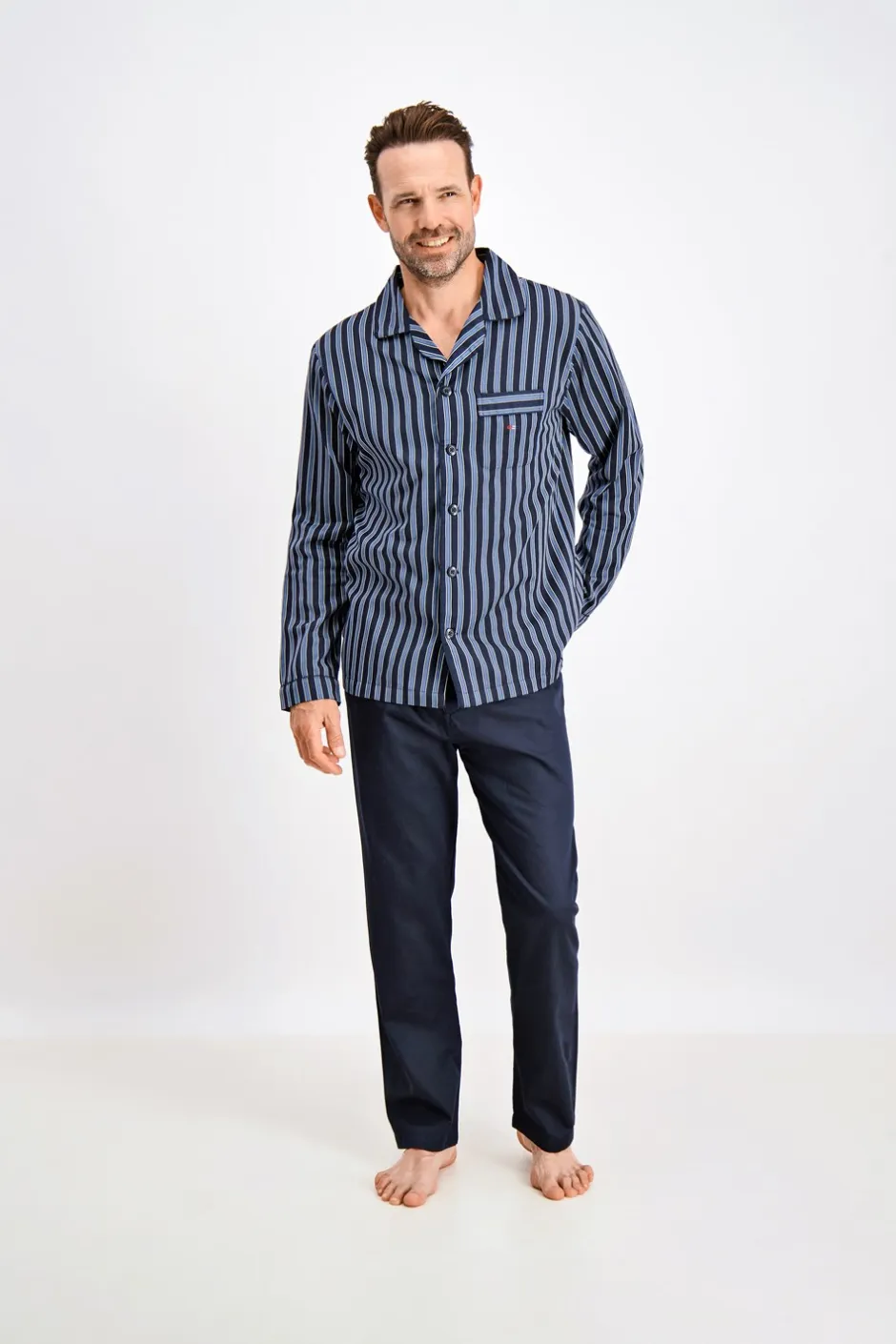 Bison Striped Satin Pyjamas, , XXL* Nattøj