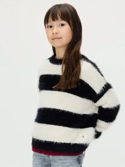 Calvin Klein Striped Striktrøje, , 152 cm*Børn Strik & Sweatshirts