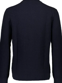Bison Structured Knit Cardigan, , XXL Navy