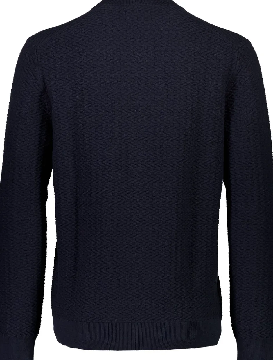 Bison Structured Knit Cardigan, , XXL Navy