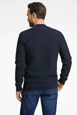 Bison Structured Knit Cardigan, , XXL Navy