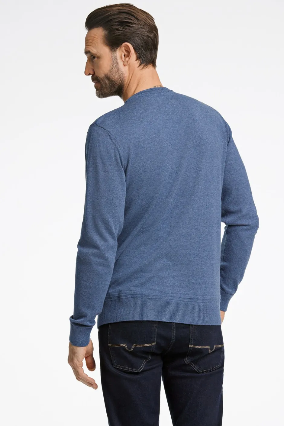 Bison Structured O-Neck Striktrøje, , 3XL* Strik