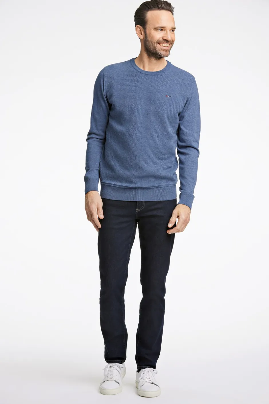 Bison Structured O-Neck Striktrøje, , 3XL* Strik