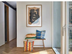 Outlet Villa Collection Styles Pude, , 45x45 cm Blå/ Gul/ Offwhite