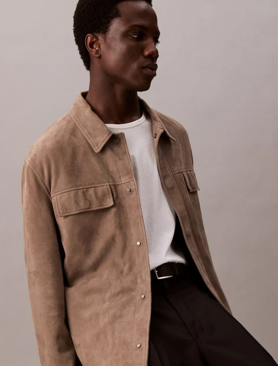 Calvin Klein Suede Overshirt, , L* Overshirts