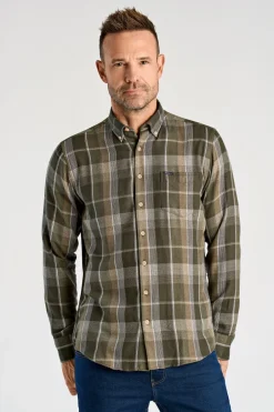 Outlet Bison Super Soft Check Skjorte, , XXL Army