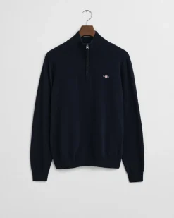 Discount GANT Superfine Lambswool Half Zip Striktrøje, , XL Marine