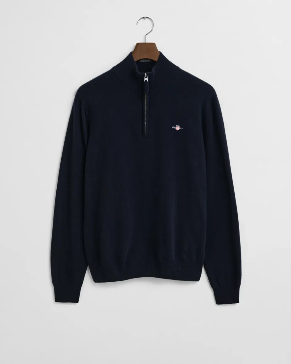 Discount GANT Superfine Lambswool Half Zip Striktrøje, , XL Marine