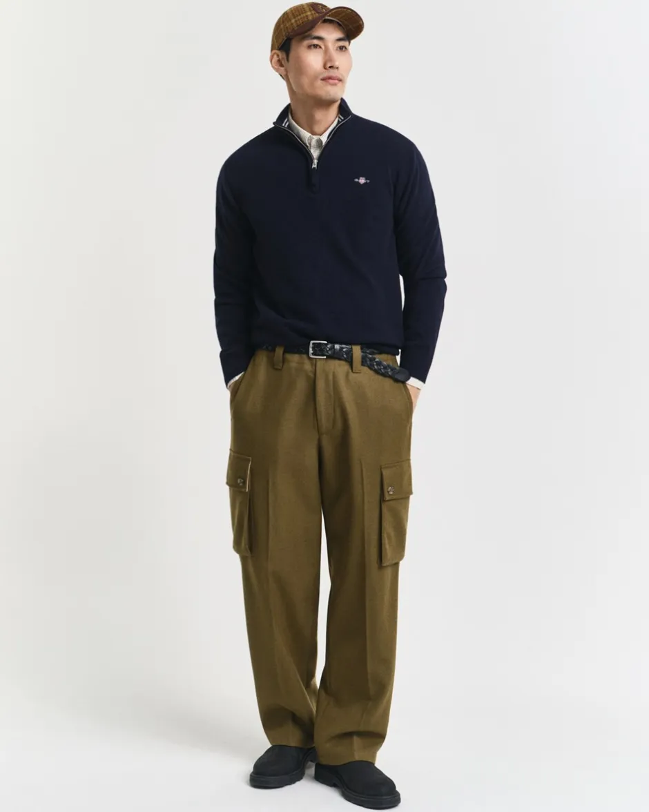 Discount GANT Superfine Lambswool Half Zip Striktrøje, , XL Marine