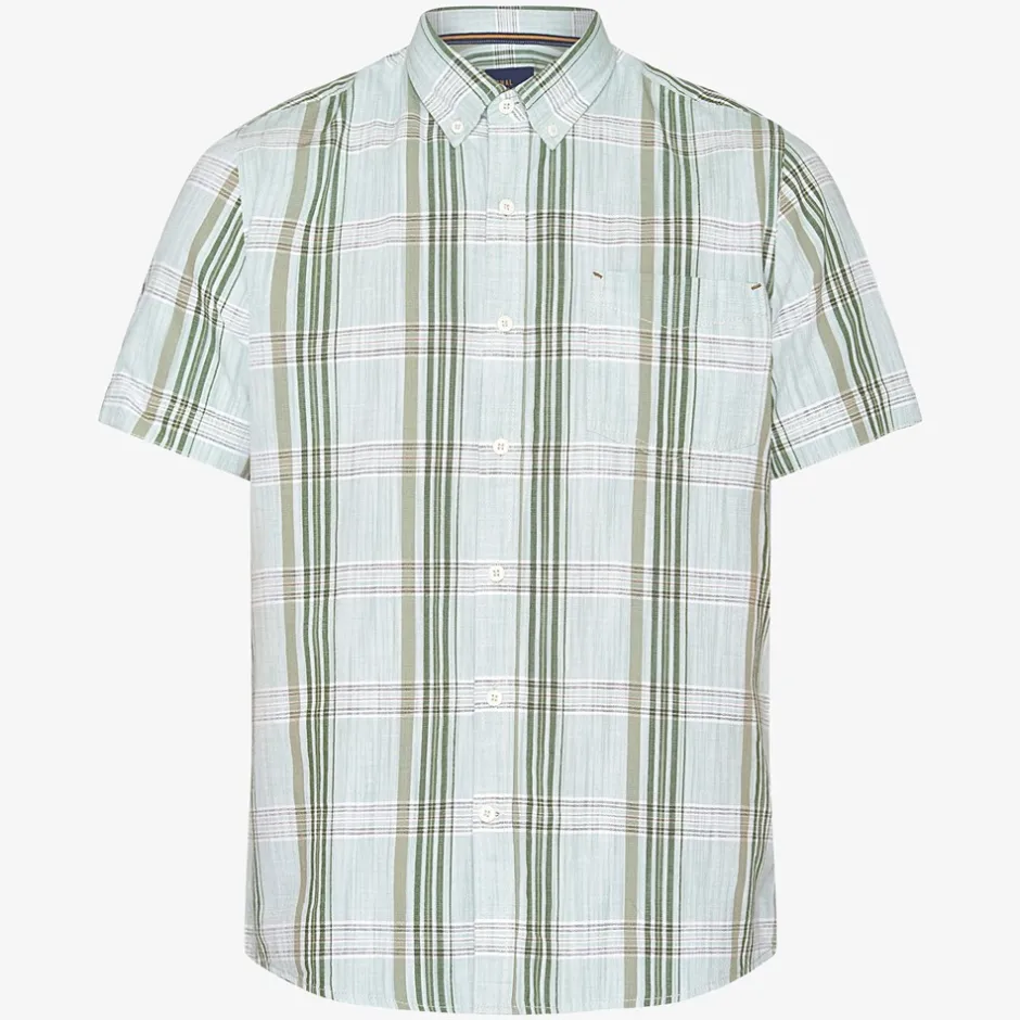 Best Signal Teis Check Slub Skjorte, , XL Worn Green