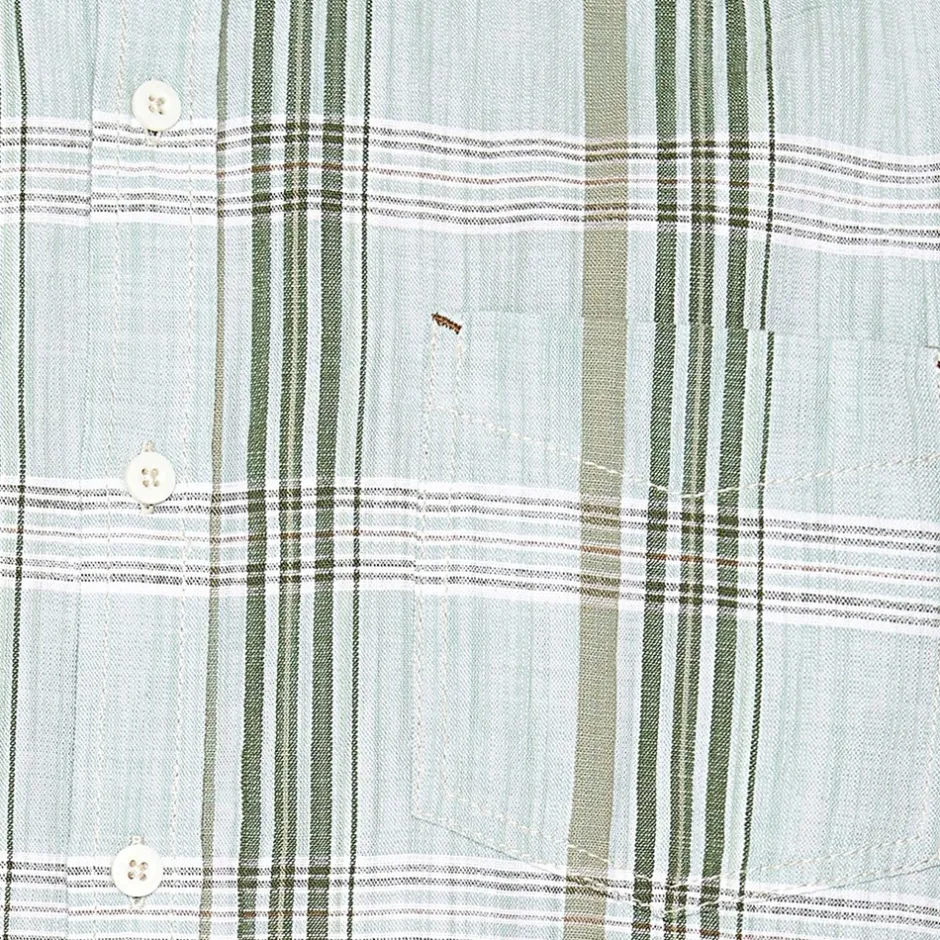 Best Signal Teis Check Slub Skjorte, , XL Worn Green