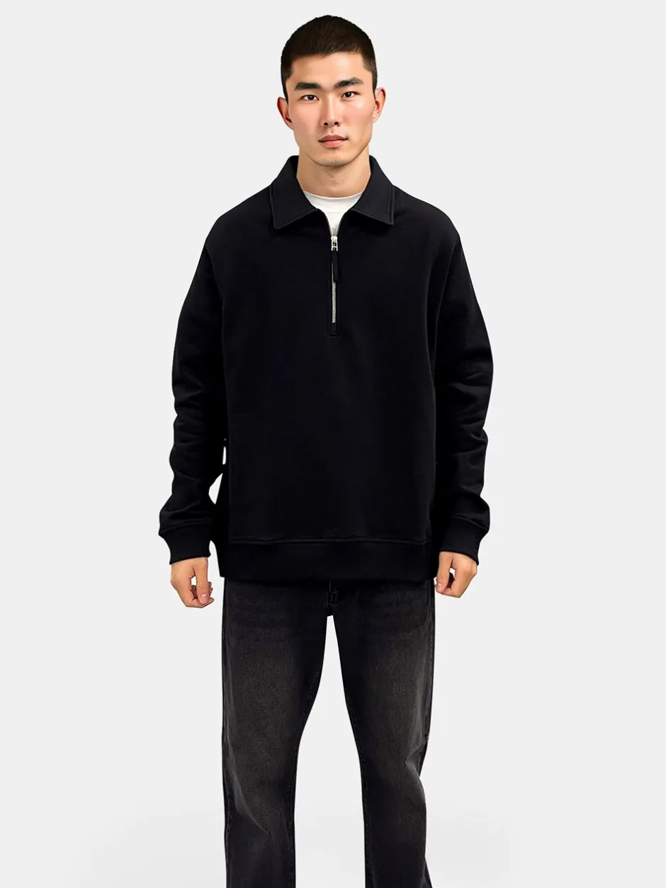 New Woodbird Tom Zip Polo Sweatshirt, , S Black
