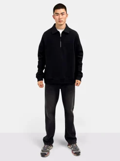 New Woodbird Tom Zip Polo Sweatshirt, , S Black