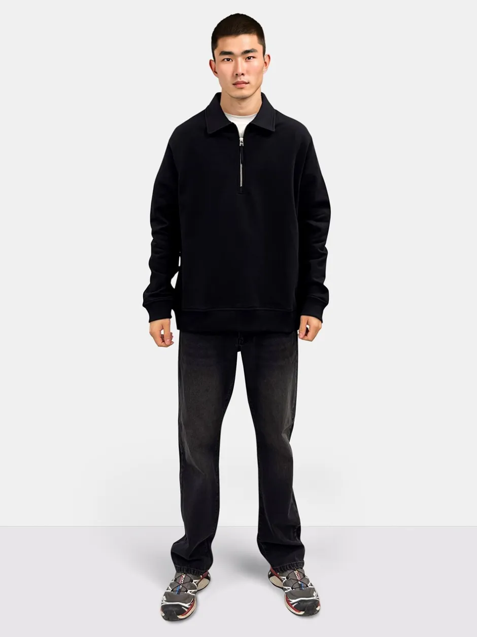 New Woodbird Tom Zip Polo Sweatshirt, , S Black