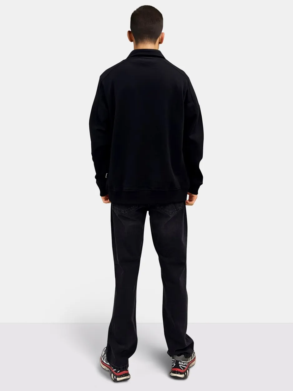 New Woodbird Tom Zip Polo Sweatshirt, , S Black