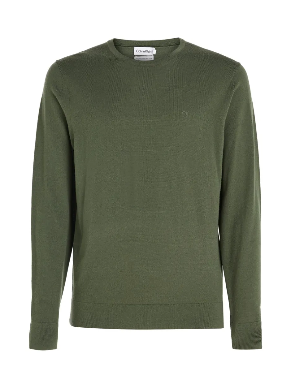 Calvin Klein Uld Striktrøje, , XXL Thyme