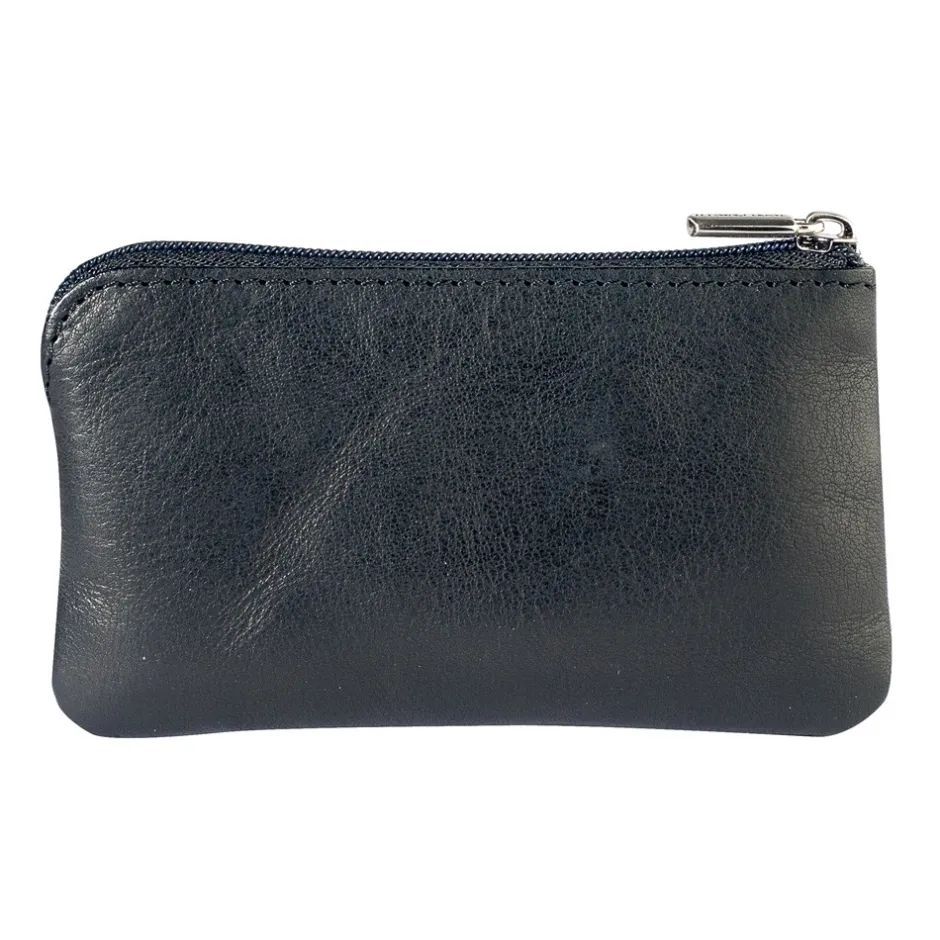 New Tony Perotti Vegetale Leather Zippered Nøglepung, Black