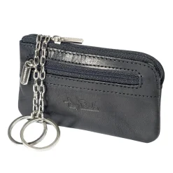 New Tony Perotti Vegetale Leather Zippered Nøglepung, Black