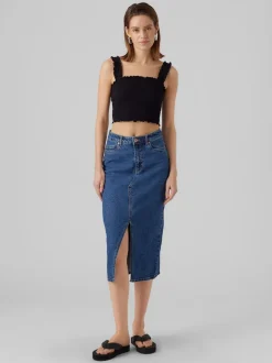 Sale Vero Moda Veri Denimnederdel, , M Medium Blue Denim