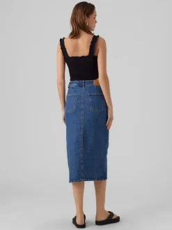 Sale Vero Moda Veri Denimnederdel, , M Medium Blue Denim
