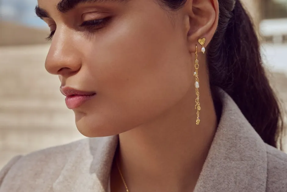 Clearance Maanesten Vesta Øreringe, Gold Plated
