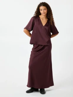 New Neo Noir Vicky Heavy Sateen Nederdel, , 40 Burgundy