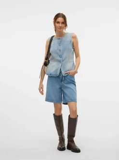 Hot Vero Moda Villa Bermuda Denimshorts, , L Light Blue Denim