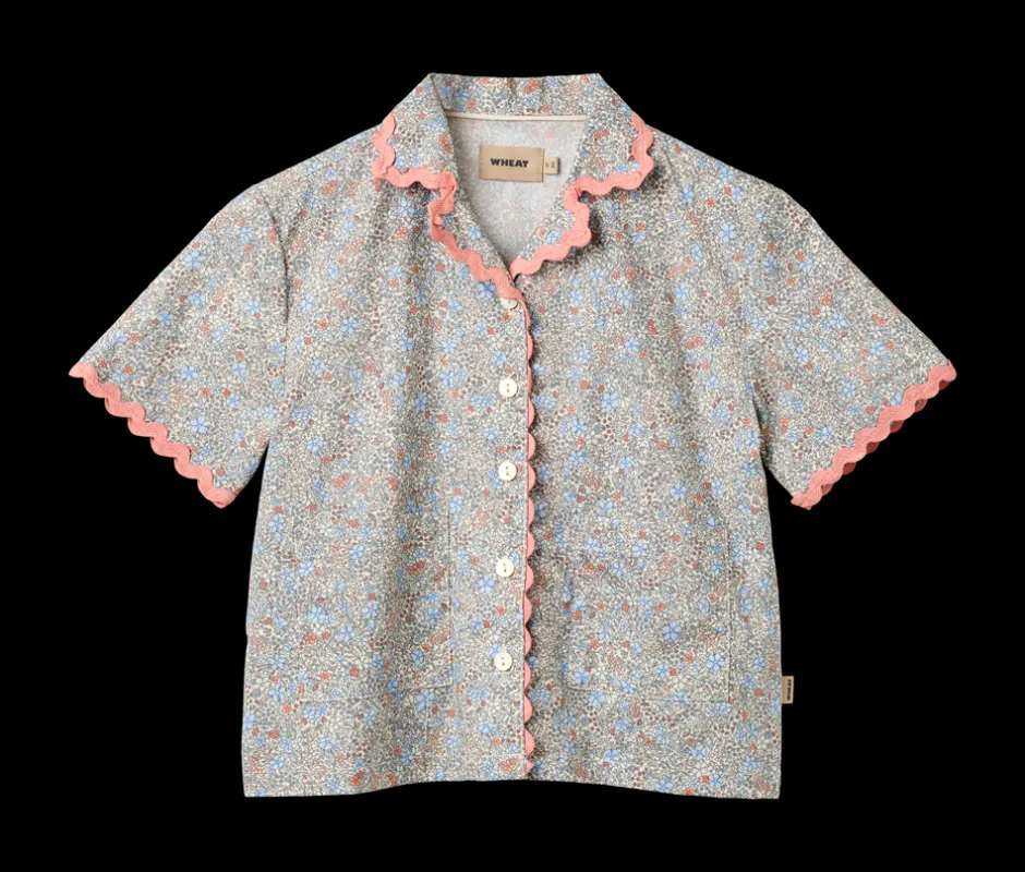 Clearance Wheat Vilma Lace Skjorte, , 110 cm Air Blue