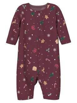 Online Name It Vismas Baby Natdragt, , 68 cm Burgundy Xmas AOP