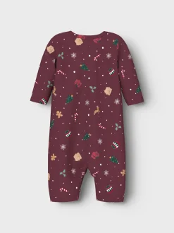 Online Name It Vismas Baby Natdragt, , 68 cm Burgundy Xmas AOP