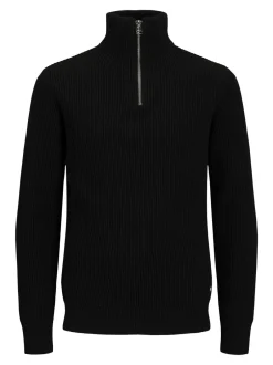 R.D.D. Royal Denim Division Walt half Zip Striktrøje, , M Black