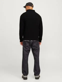 R.D.D. Royal Denim Division Walt half Zip Striktrøje, , M Black
