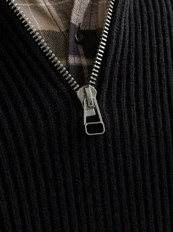 R.D.D. Royal Denim Division Walt half Zip Striktrøje, , M Black