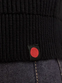 R.D.D. Royal Denim Division Walt half Zip Striktrøje, , M Black