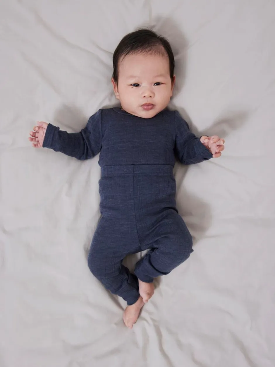 Sale Name It Wang Wool Needle Longjohn Leggings, , 74 cm Ombre Blue