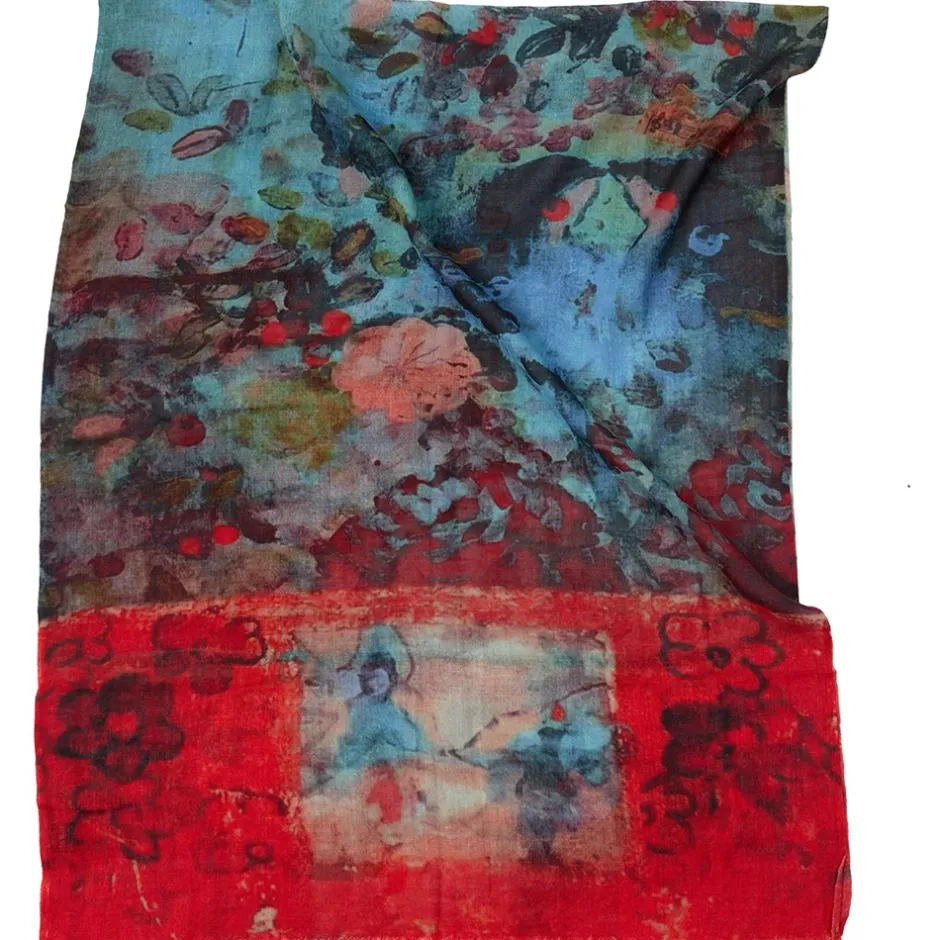 Best Bella Ballou Watercolor Tørklæde, Blue/Red