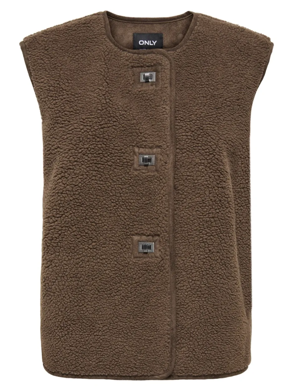 Discount ONLY Wendy Teddy Vest, , XL Chestnut