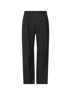 New Calvin Klein Wide Leg Travel Twill Bukser, , 34 Black