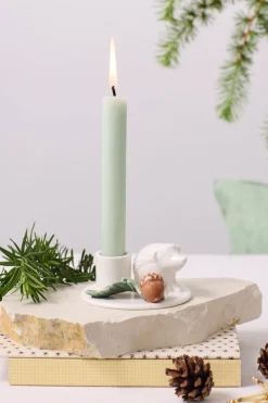 DOTTIR Winter Stories Pindsvin Lysestage, White/Green/Brown