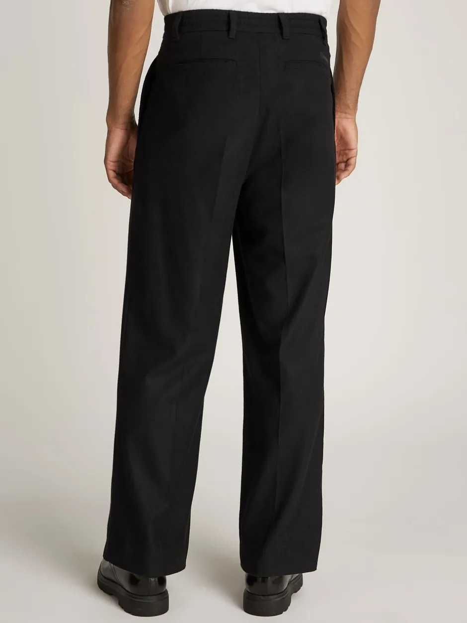 New Calvin Klein Wool Wide Leg Bukser, , W32/L32 Ck Black